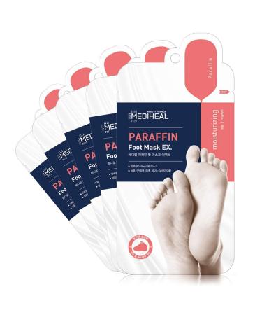 MEDIHEAL Paraffin Foot Mask EX. 5 Pairs, Exfoliating Foot Mask for Dead Skin Removal and Repairing Cracked Heels, Foot Peel Mask for Feet Moisturization and Nourishing Dry & Aging Heels Foot Care Mask
