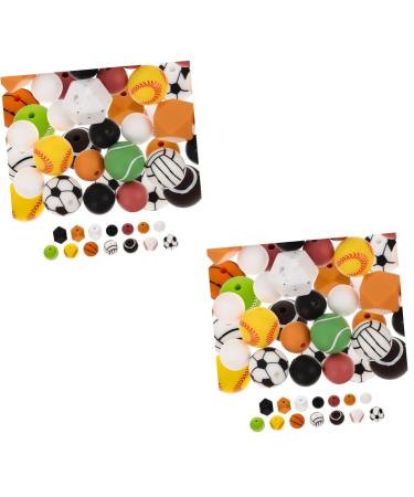 TEHAUX 352 Pcs Silicone Bead Kit Silicone Pacifier Clip Soccer Beads Football Necklace Teething Toys Volleyball Beads Baby Storage Jewelry Beads DIY Jewelry Beads Teether DIY Beads Amulet As Shownx2pcs 1.5X1.5X1.5CMx2pcs