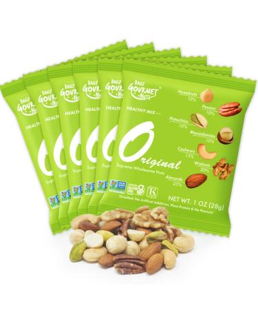 Daily Gourmet Nuts - Original Mixed Nuts / Unsalted Mixed Nuts Snack Packs/ Individually Wrapped Snacks / Nut Snacks / 24 Packs (1 OZ each) / No Peanuts / Deluxe Assorted Snack Original 1 Ounce (Pack of 24)