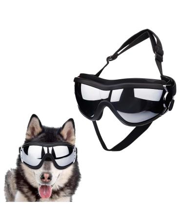 Dog Goggles for Medium and Large Dogs Dog Fashion Sunglasses Windproof Dustproof Snowproof Adjustable Pet Sunglasses for Outdoor Riding Driving Eyewear Protection (Black)