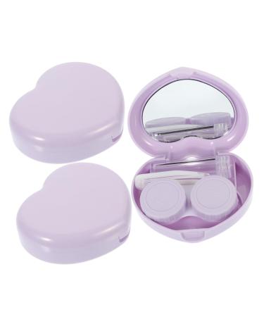 Gatuida 3 sentences Contact lens container Travel lens organizer Box for contact lenses Colored contact lens eye lens container case fine pp mussel shell violet purple 7.2x5.8x2cm