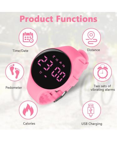 Flintronic Pedometer Clock - Digital Fitness Watch for Kids | No Bluetooth Pink Running Tracker - Buy Online on GoSupps.com