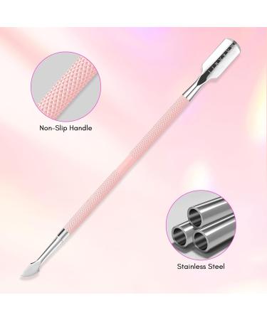 Makartt Cuticle Pusher Cuticle Remover Dual Ended Stainless Steel Nail Cleaner Tool Gel Nail Polish Remover Manicure Pedicure Tool Pink 02 - Buy Online on GoSupps.com