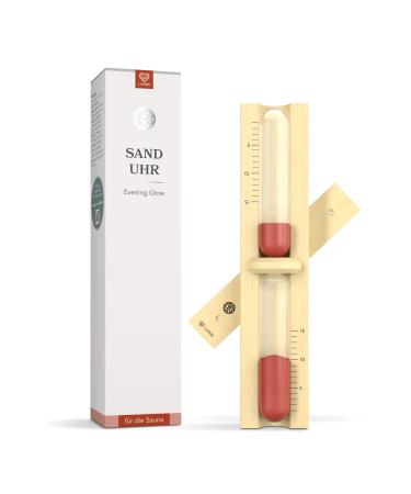 Lowell Sauna hourglass - Evening Glow Saunahr - Red Sand Sauna Uhr - Ideal Sauna Accessories - From natural ash wood High -quality workmanship - Robust and heat -resistant - 15 min Evening Glow - Red
