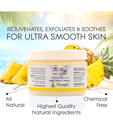 Keys Salt Scrub - Exfoliating Sea Salt Body Scrub for Men and Women | Hand and Foot Scrub with Pure Florida Sea Salt and Organic Pineapple Essential Oil | Includes Wooden Spoon | 12 oz - Buy Online on GoSupps.com