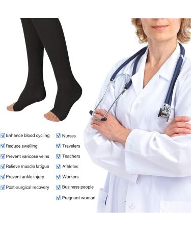 Ikfashoni Toeless Compression Socks 15-25mmHg - 3 Pairs for Men & Women - Support for Legs, Knee Height, Promote Circulation - Ideal for Travel & Sports - S/M Black - Buy Online on GoSupps.com