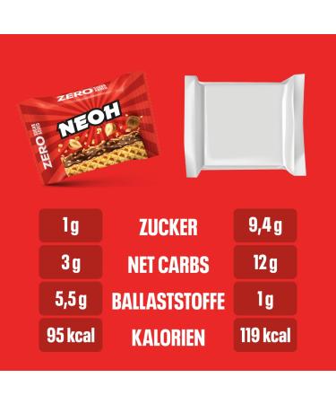 NEOH Low Carb Waffles - Hazelnut Chocolate No Added Sugar 80x11g - Delicious Hazelnut Crunch for Guilt-Free Snacking - Buy Online on GoSupps.com