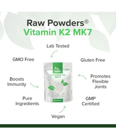RP Vitamin K2 MK7 500 g Capsules - 60 Vegan Capsules | Bioactive GMO-Free Gluten-Free Allergen-Free | Made in ISO-Licensed Facilities - Buy Online on GoSupps.com