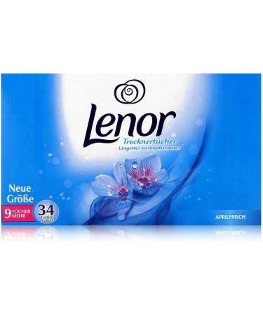 Lenor Dryer Sheets April Fresh - 34 Sheets for Tumble Dryer | Pack of 10 | International Shipping - Buy Online on GoSupps.com