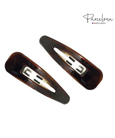 Parcelona French Clic Clac Tortoise Shell Brown Hair Clips for Women - Buy Online on GoSupps.com