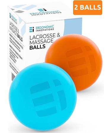 Set of 2 Lacrosse Ball Massage Balls for Trigger Point Therapy, Myofascial Release, Foot Massage, Deep Tissue Tension Relief - Yoga & Muscle Knots Roller - Buy Online on GoSupps.com