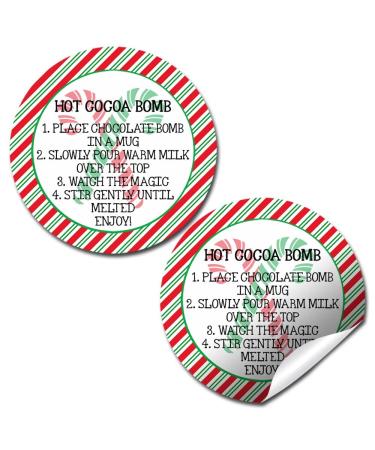 Candy Cane Themed Hot Cocoa Bomb Sticker Labels  Total of 40 2 Circle Stickers by Amanda Creation