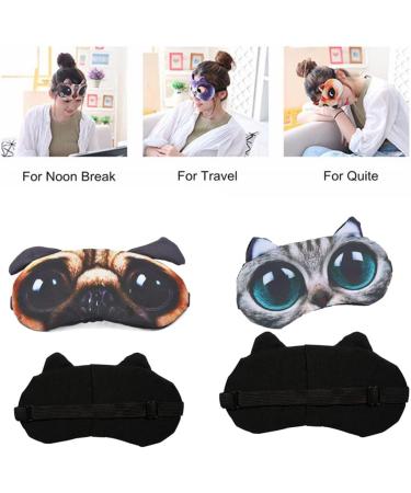 Cute Animal 3D Funny Sleep Eye Mask for Kids, Girls, Women - Cat Dog Soft Blindfold Eyeshade (2 Pack) - Buy Online on GoSupps.com