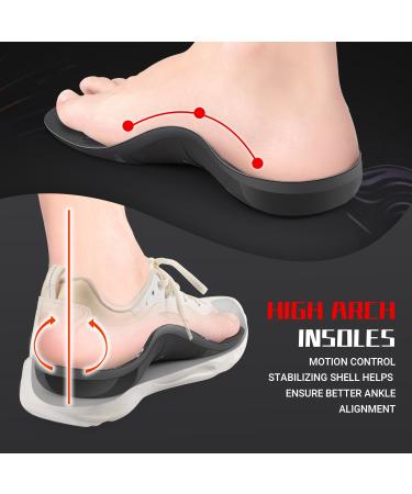 Buy 230+ lbs Plantar Fasciitis High Arch Support Insoles - Relief for Flat Feet & Achilles Tendonitis | Work Boot Shoe Inserts for Men & Women | S Size (Black - Buy Online on GoSupps.com