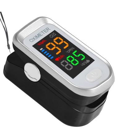 Pulse Oximeter Fingertip Oxygen Meter Finger Pulse Oximeter O2 Sat Monitor Finger for Oxygen Finger Pulse Oximeter Pulse OX with Lanyard