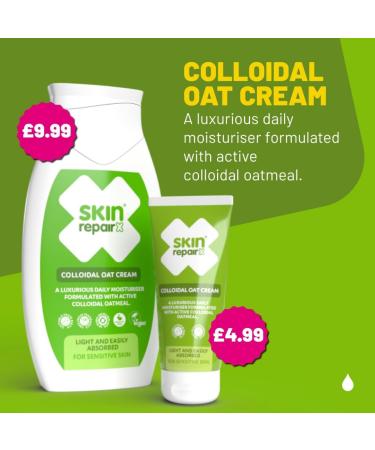 SkinRepairX Colloidal Oat Cream 500ml for Dry Skin Eczema Psoriasis Sunburn Chicken Pox Vegan Fragrance Free Suitable from Birth Soap Substitute - Buy Online on GoSupps.com