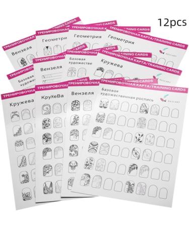 Nail Art Practice Book Beginner Manicure Training Drawing Cards Easy to Clean 12 Sheets Nail Art Practice Tools - Buy Online on GoSupps.com