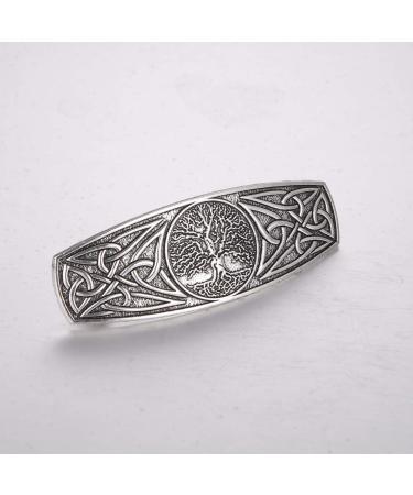 TEAMER Fashion Vintage Celtic Knot Hair Clip - Tree of Life Design | Metal Barrette Hair Accessories for Women - Antique Silver - Buy Online on GoSupps.com