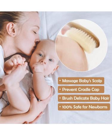 Haakaa Wooden Baby Hair Brush - Natural Soft Goat Bristles, Ideal for Cradle Cap - Perfect Baby Registry Gift - 1PC - Buy Online on GoSupps.com