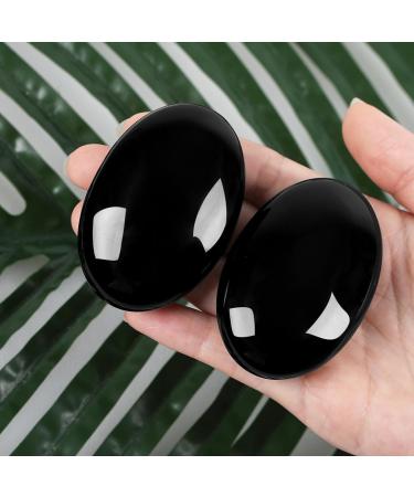 Xiannvxi 2.4 Black Obsidian Worry Stones - Natural Polished Crystals for Healing & Meditation - Buy Online on GoSupps.com