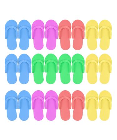 Hysagtek 12 Pairs Disposable Slippers Shower Sand Pedicure Beach Light Weight Foam Flip Flops  Sandals Random Color