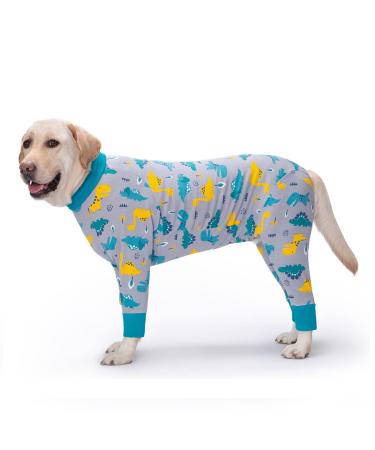 YeaPeeto one-divider for dogs for relaxation for large and medium-sized dogs pajamas full body for hair loss allergies anti-licks wound protection cone alternative (7xl dinosaurs) 7xL dinosaurs