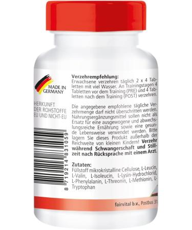 Fairvital Amino EAA - 180 Vegan Tablets with 7500mg Essential Amino Acids - Quality Tested Made in Germany - International Shipping Available - Buy Online on GoSupps.com