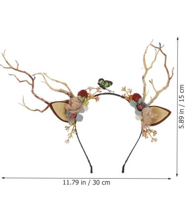 EXCEART Christmas Flower Crown Reindeer Antlers Headband Light Up Led Floral Wreath Headdresses Forest Fairy Costume Photography Hair Hoop for Festive Women Girl - Buy Online on GoSupps.com