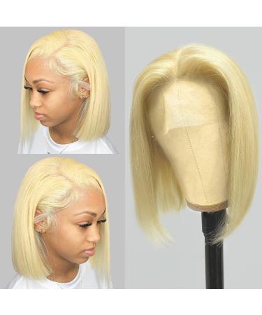 Lovigs Blonde HD Lace Front Wigs Human Hair Natural Hairline Blonde Bob Wig Straight Hair 13x4 Lace Frontal Wigs For Black Women Brazilian Virgin Human Hair 613 Bob Wig(8 Inch) 8 Inch 613 Blonde