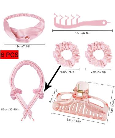 6pcs Heatless Curlers Headband Set for No Heat Overnight Curls - Pink - Buy Online on GoSupps.com
