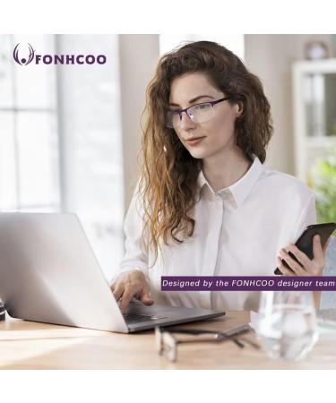 FONHCOO Half-Rim Reading Glasses for Men & Women - Blue Light Filter Visual Aid for Seniors - Purple 2.5x Magnification - Buy Online on GoSupps.com