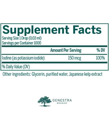 Genestra Brands Liquid Iodine - 1 fl. oz | Pure Kelp Derived Iodine - Buy Online on GoSupps.com