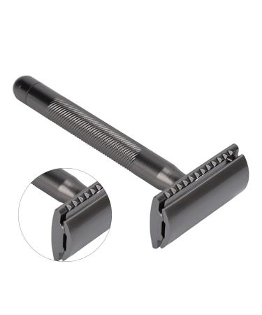 High-Quality Manual Razor - Portable Double-Edged Metal Razor with Zinc Alloy & Brass Handle for Home & Salon Use (Black) - Buy Online on GoSupps.com