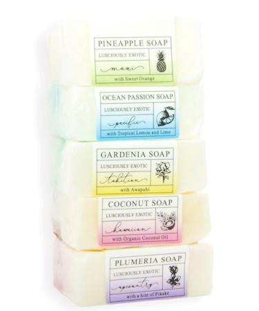 Maui Organics Hawaiian Bath and Body Confetti Soap (Five Mini Bar Pampering Set)