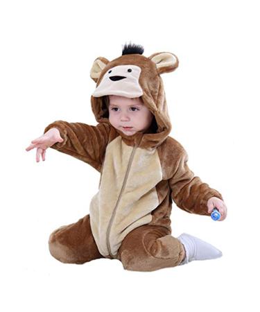 Doladola Baby's Hooded Onesies Cartoon Animal Romper Baby Loungewear Newborn Outfits Jumpsuit 3 5-4 5 Years Monkey