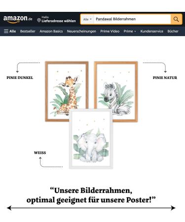 Panda Whale Children's Room Pictures | Safari Animals 3-Piece Poster Set for Kids | Personalized Wall Art - Buy Online on GoSupps.com