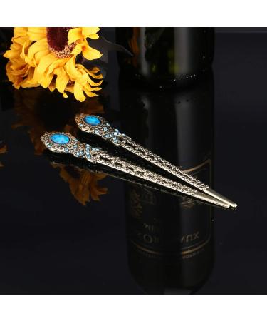 Lurrose 2PCS Vintage Rhinestone Hair Sticks - Elegant Traditional Hair Chopsticks for Women | Stylish Bun Accessory and Hair Jewelry - Buy Online on GoSupps.com