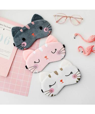 Fxaelian Cartoon Cat Sleep Mask - Funny Novelty Eye Cover for Travel, Women, Girls, Adults & Kids - Light Pink - Buy Online on GoSupps.com