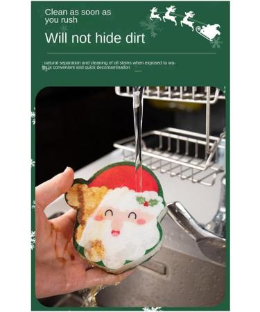 Tovmekdjn 8 PCS Christmas Sponges As Shown Sponge for Washing Dishes Santa Christmas Tree Gingerbread Man - Buy Online on GoSupps.com