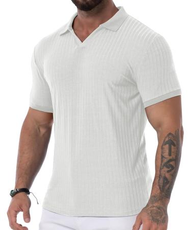 Men's Monochrome V-Neck T-Shirt - Comfortable Regular Fit Casual Oversize Gym & Summer Shirt - XL White - Buy Online on GoSupps.com