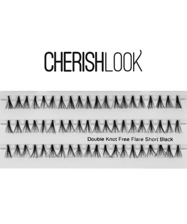 Cherishlook Professional 10packs Eyelashes - (Knot Free) Flare Black (Double Short)