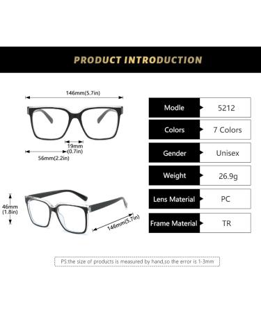 Tr90 Square Frame Blue Light Blocking Glasses for Men & Women | Anti UV Ray Computer Reading Glasses - Black-Red 56mm - Buy Online on GoSupps.com