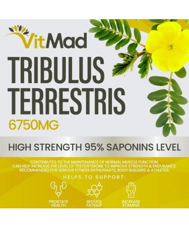 Tribulus Terrestris Extract 6750mg | 95% Saponins | 60 Vegan Capsules | Extra Strength Supplement - Buy Online on GoSupps.com