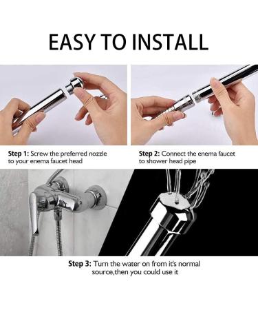 3 Heads Aluminum Shower Cleaner Douche System - Portable Enema Kit with 59" Hose for Effective Bathroom Hygiene - Buy Online on GoSupps.com