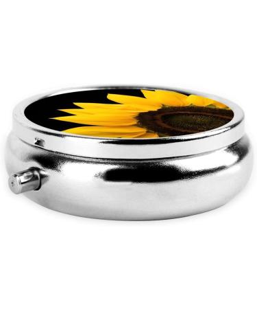 Wild Flower Sunflower Mini Round Pill Box | 3 Compartment Travel Organizer | Portable Medicine Case for Home & Office - Buy Online on GoSupps.com