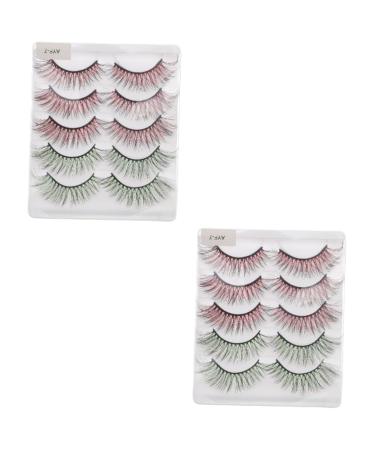 FOMIYES 10 Pairs Colored False Eyelashes Faux Lashes Party Eyelashes Eye Makeup Tools Fake Eyelash False Eye Lashes Makeup Eyelashes Fake Lashes False Lash Set Halloween 5d Imitation
