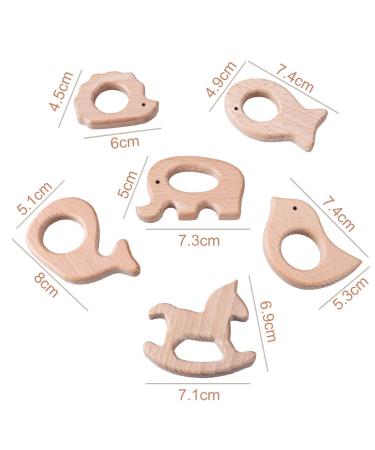 Youngrich 6-Piece Baby Wooden Teether Set | Handmade DIY Pendant Kit for Toddlers - Perfect Gifts: Hedgehog Elephant Bird Dolphin Goldfish - Buy Online on GoSupps.com