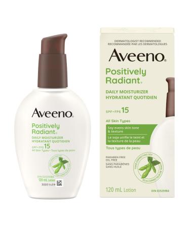 Aveeno Positively Radiant Daily Moisturizer SPF 15 Dry Skin Lotion Face Cream Hypoallergenic Soy Formula 120-mL Pack of 1
