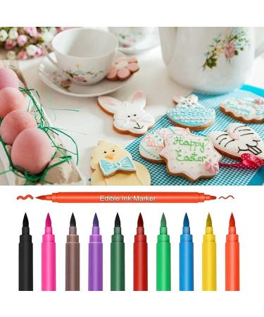 Oikabio 10 Pieces Food Colour Pens Baking Edible Marker Pen Food Pen Tip Colouring Marker for DIY Cake Decoration Biscuits - Buy Online on GoSupps.com