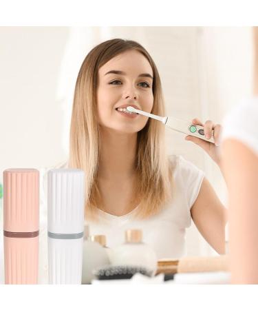 Travel Toothbrush Case Set - Portable Plastic Etui for Camping Hiking & Business Trips (White & Pink) - 2 Pack - Buy Online on GoSupps.com
